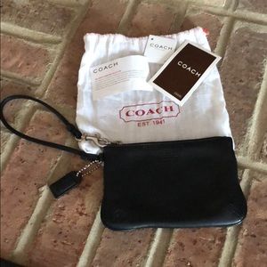 Black leather wristlet